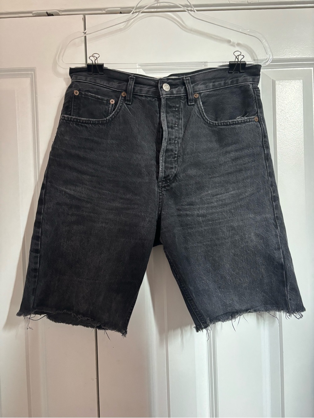 Agolde black denim shorts size 27